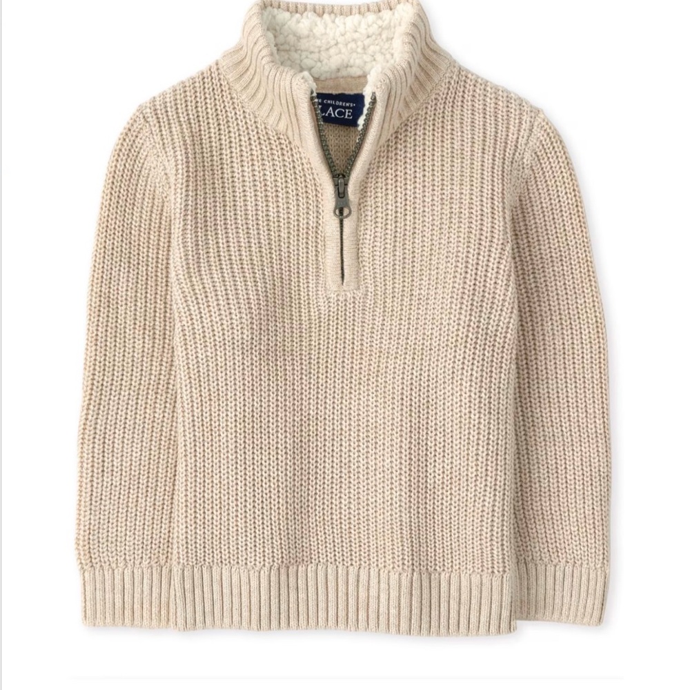 5/$25 🌟The Children’s Place Tan Sherpa-Lined Collar 1/4-Zip Sweater | 12-18 M
